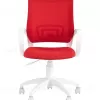 Кресло офисное Topchairs ST-BASIC-W спинка белая сетка сиденье красная ткань крестовина белый пластик УТ000036063 - 3