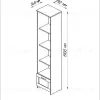 Стеллаж СИРИУС узкий, с ящиком и четырьмя полками, цвет Дуб Сонома 2.02.07.130.3 - 3