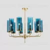 Люстра  Brass & Blue Glass Tube by Hans-Agne Jakobsson (10 плафонов, синий) LSR3496 - 2