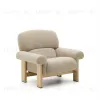 Кресло Cabana из бежевого шенилла с ножками в натуральной отделке 205467 - 1