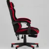 Кресло спортивное TopChairs Prophet с оттоманкой ткань черно-красный УТ000039482 - 7