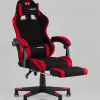 Кресло спортивное TopChairs Prophet с оттоманкой ткань черно-красный УТ000039482 - 6