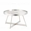 Журнальный столик Гера 80*80см белая керамика сталь серебро УТ000039403 - 1