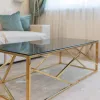 Журнальный стол 120*60 АРТ ДЕКО стекло smoke сталь золото УТ000001967 - 3