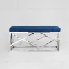 Банкетка-скамейка АРТ ДЕКО велюр синий сталь серебро УТ000001880 - 3