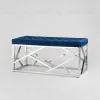 Банкетка-скамейка АРТ ДЕКО велюр синий сталь серебро УТ000001880 - 2