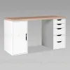 S01606 ИНГАР 2/5/ДВ стол письменный 140x75x55, дуб беленый/белый S01606 - 1