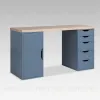 S01613 ИНГАР 2/5/ДВ стол письменный 140x75x55, дуб беленый/серо-бирюзовый S01613 - 1