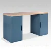 S01583 ИНГАР 2/ДВ/ДВ стол письменный 140x75x55, дуб беленый/серо-бирюзовый S01583 - 1
