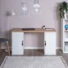 S01576 ИНГАР 2/ДВ/ДВ стол письменный 140x75x55, дуб беленый/белый S01576 - 4