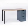 S01392 Ингар 2/5Т стол письменный 140x75x55, дуб беленый/серо-бирюзовый/черный S01392 - 1