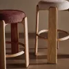 Granite Барный табурет из бежевого шенилла и массива ясеня в натуральной отделке 75 см 420269 - 7
