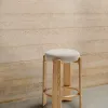 Granite Барный табурет из бежевого шенилла и массива ясеня в натуральной отделке 75 см 420269 - 2