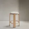 Granite Барный табурет из бежевого шенилла и массива ясеня в натуральной отделке 75 см 420269 - 8