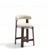 Полубарный стул Granite из бежевого шенилла и ясеня с отделкой орех 65 см 301957 - 1