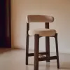 Полубарный стул Granite из бежевого шенилла и ясеня с отделкой орех 65 см 301957 - 6