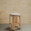 Granite Полубарный табурет из бежевого шенилла и массива ясеня в натуральной отделке 65 см 420259 - 2