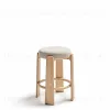 Granite Полубарный табурет из бежевого шенилла и массива ясеня в натуральной отделке 65 см 420259 - 9