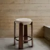 Granite Барный табурет из бежевого шенилла и массива ясеня в отделке орех 75 см 420263 - 2