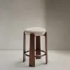 Granite Барный табурет из бежевого шенилла и массива ясеня в отделке орех 75 см 420263 - 1