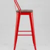 Стул барный TOLIX со спинкой красный глянцевый + темное дерево KD УТ000042113 - 4