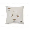 Чехол для подушки Milu из бежевого хлопка с вышивкой с овцами 45 x 45 см 210386 - 5
