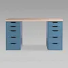 S01170 Ингар 2/55 стол письменный 140x75x55, дуб беленый/серо-бирюзовый S01170 - 2