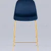 Стул полубарный Валенсия SN велюр синий золотые ножки УТ000037160 - 3