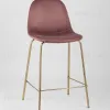 Стул полубарный Валенсия велюр розовый золотые ножки УТ000004429 - 2