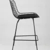 Стул полубарный с низкой спинкой Bertoia черный с черной подушкой УТ000004222 - 5