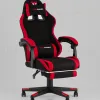 Кресло спортивное TopChairs Prophet с оттоманкой ткань черно-красный УТ000039482 - 1
