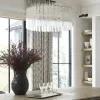 Серебряная стеклянная люстра 