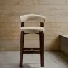 Барный стул Granite из бежевого шенилла и ясеня с отделкой орех 75 см 301963 - 2