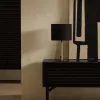 Настольная лампа Pina из металла и ротанга с черным хлопковым абажуром 193296 - 5