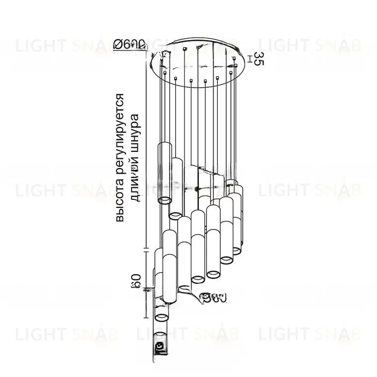 Подвесная каскадная люстра ALTUN PB15 WH VL32488