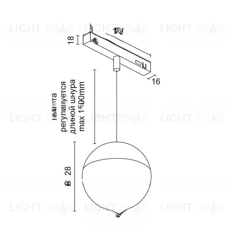 Магнитный трековый светильник URUZ T128 VL32251