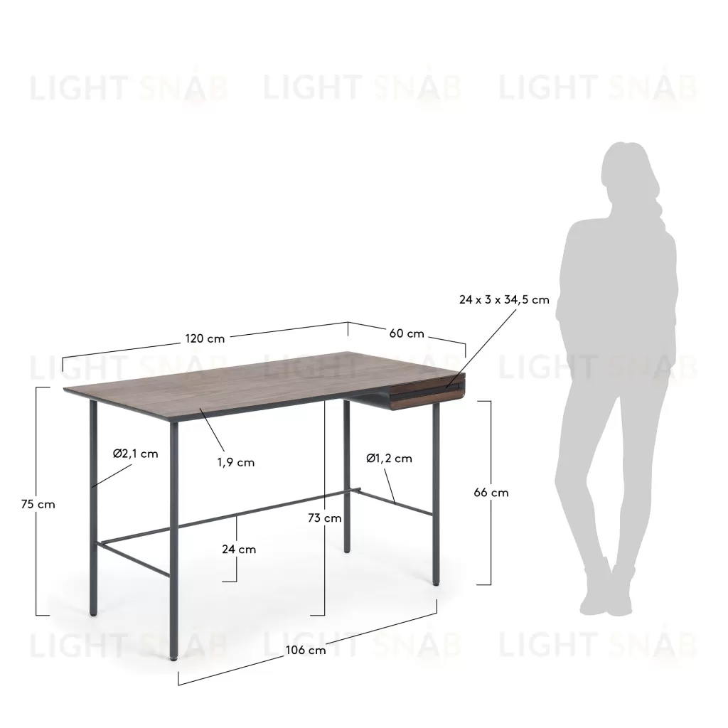 Стол письменный Mahon 120x60 ореховый шпон 057695