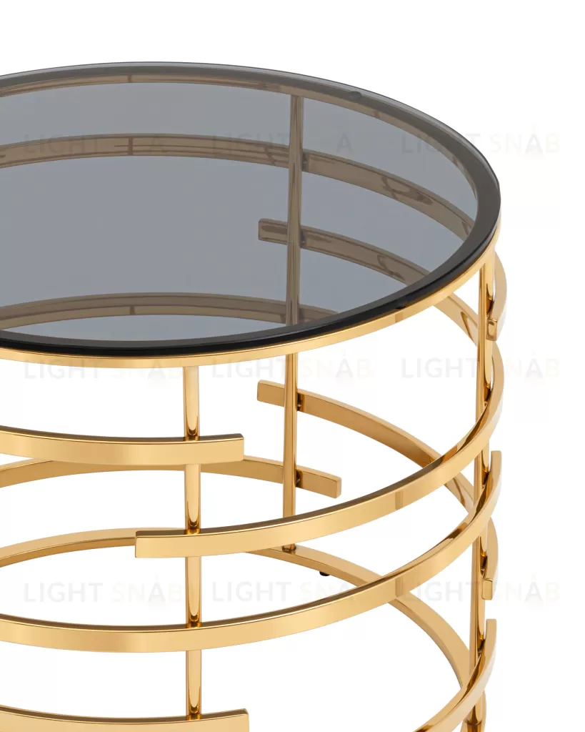 Журнальный столик Инфлюэнс 60*60 стекло smoke сталь золото УТ000036341