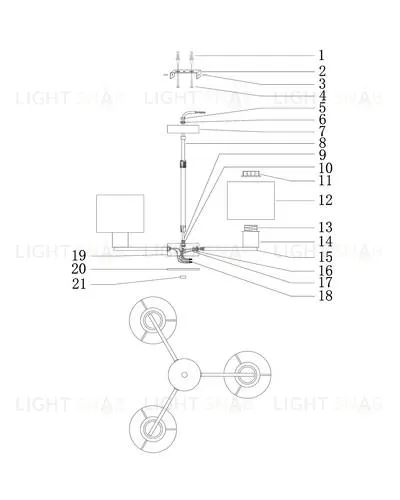 Люстра на штанге Moderli V1230-3P Flora 3*E27*60W УТ000017025