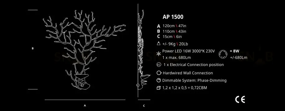 Настенный светильник (Бра) CORAL GALHOS by SERIP OW5154