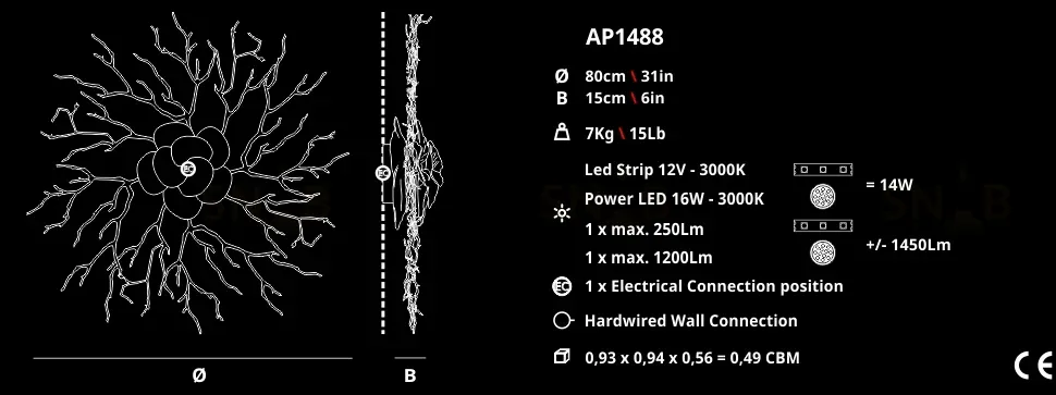 Настенный светильник (Бра) CORAL GALHOS by SERIP OW5154