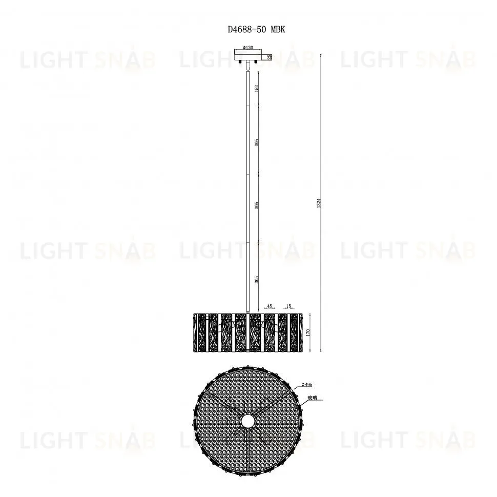 Подвесная люстра iLAMP Panorama D4688-50 MBK
