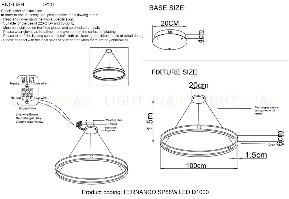 Люстра FENDO FERNANDO SP88W LED D1000 BLACK/GOLD