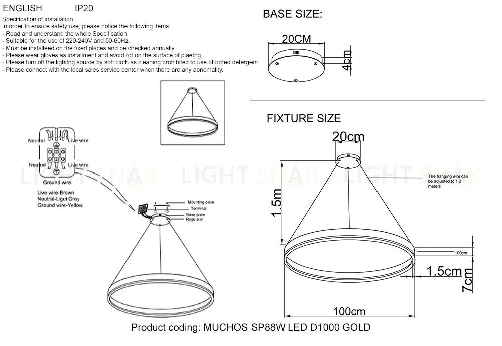 Люстра MUCOHOS MUCHOS SP88W LED D1000 GOLD