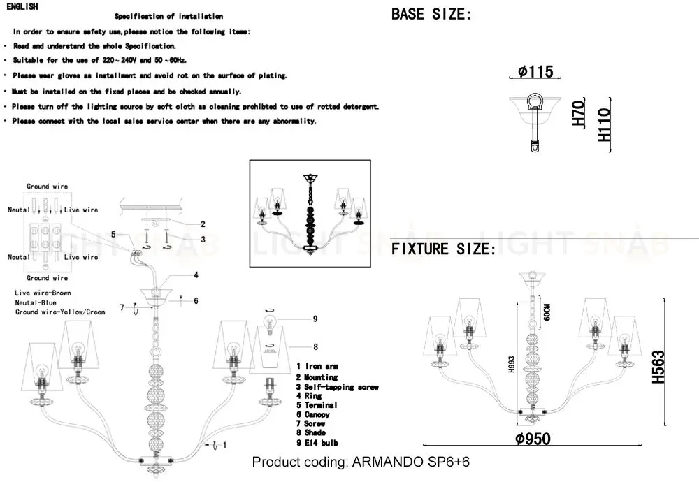 Люстра MANARO ARMANDO SP6+6 GOLD