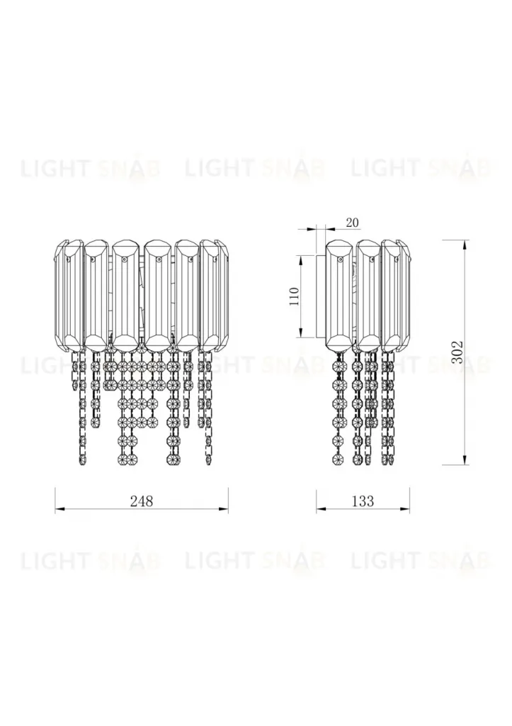 Настенный светильник (бра) HIN MOD097WL-02CH