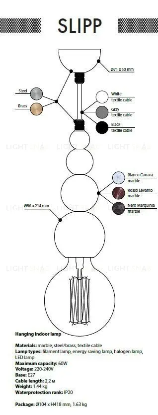Подвесной светильник Marmor Slipp LMSN001