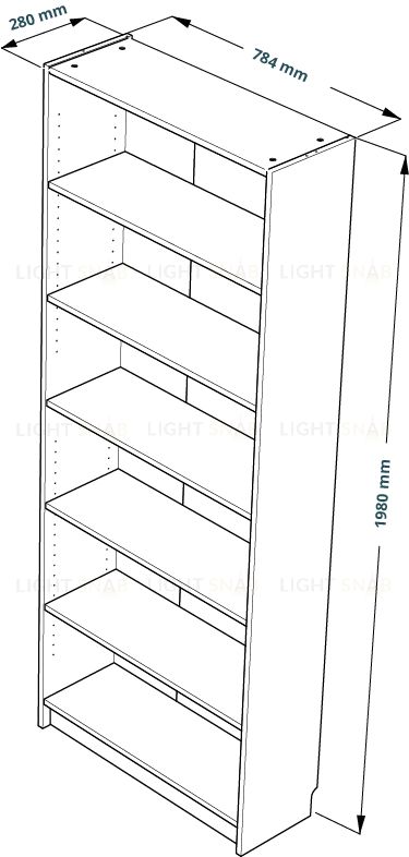 Стеллаж Варма 80, высокий с шестью полками, цвет ясень черный S00364