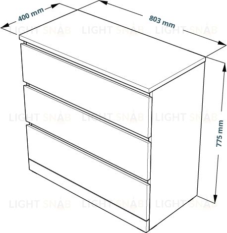 Комод Варма 3 с тремя выдвижными ящиками, цвет дуб белёный S00227