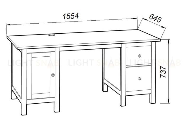 Стол письменный 12 Кантри, массив сосны, цвет белый 410035002300